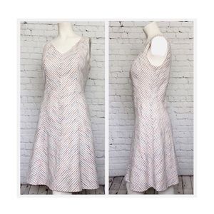 TOMMY HILFIGER | BIAS STRIPE V-NECK A-LINE DRESS